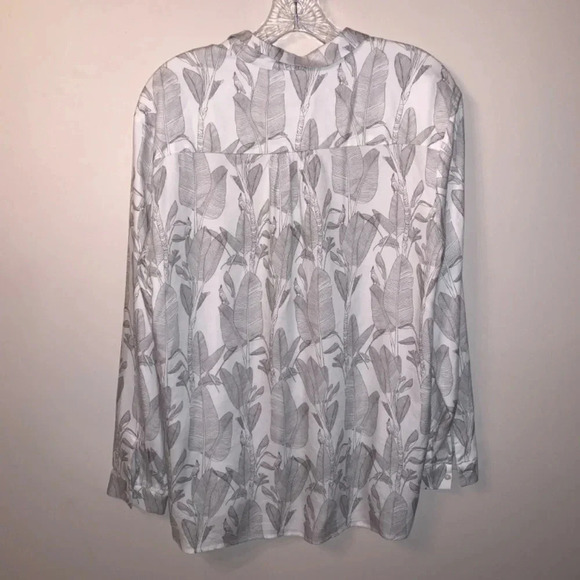 Harris Wilson Cesarine Birds Botanical Print White Grey Viscose  Button Up Shirt - Picture 3 of 12